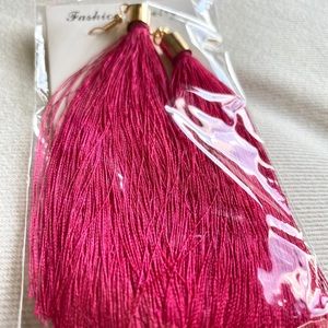 New - hot pink tassel earrings